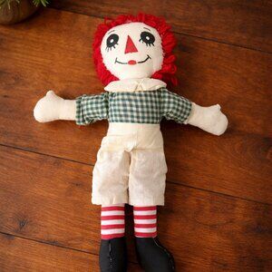 Vintage Raggedy Ann Style Cloth Doll 18” Red Yarn Hair Primitive Decor